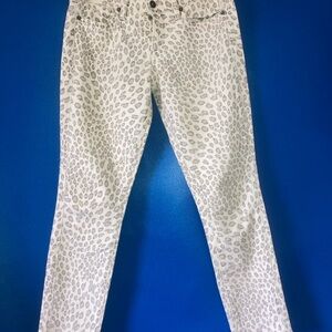 Stylish White Leopard Print Women Jeans Lucky 4/7 Legend Capri